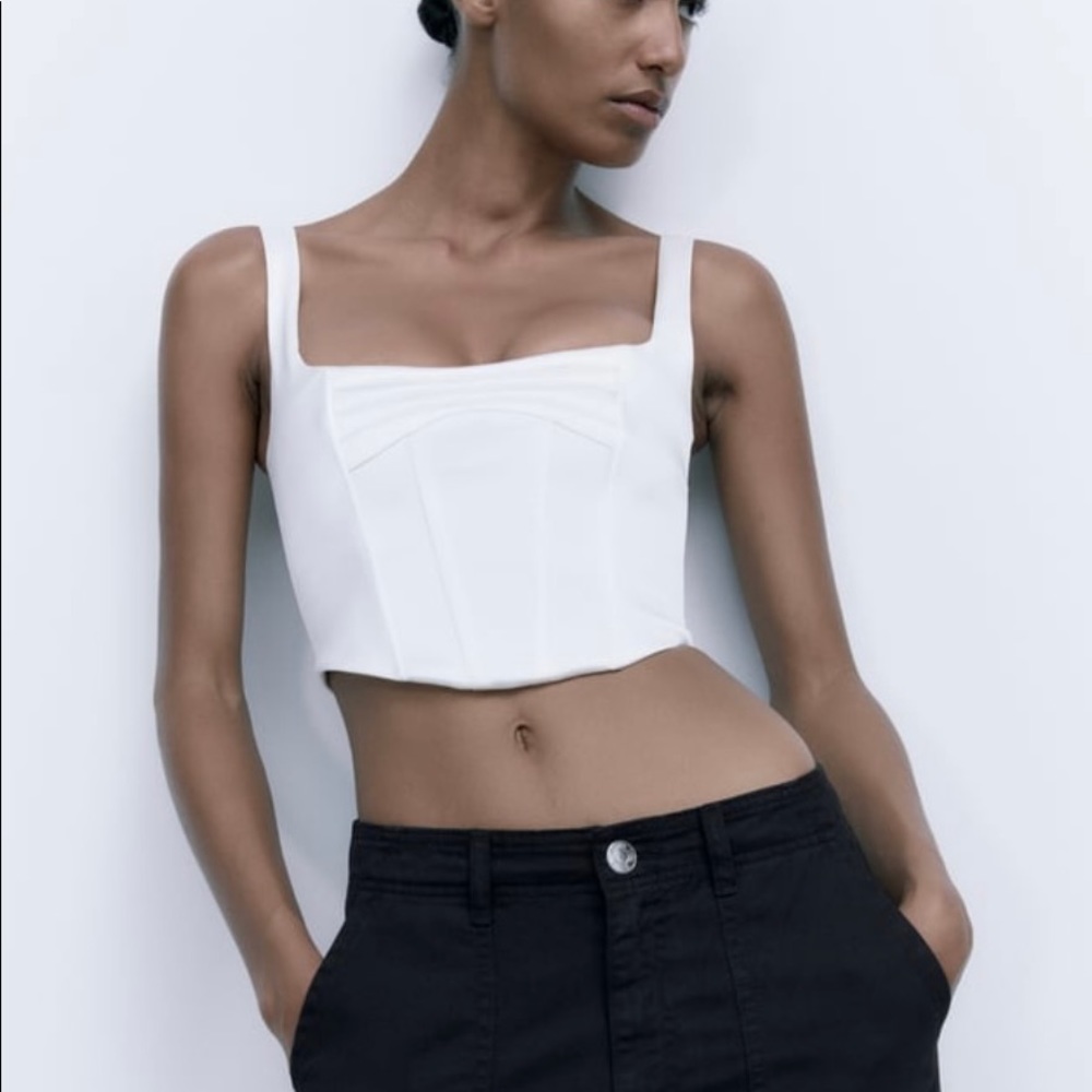 ZARA WHITE SATIN CORSET TOP